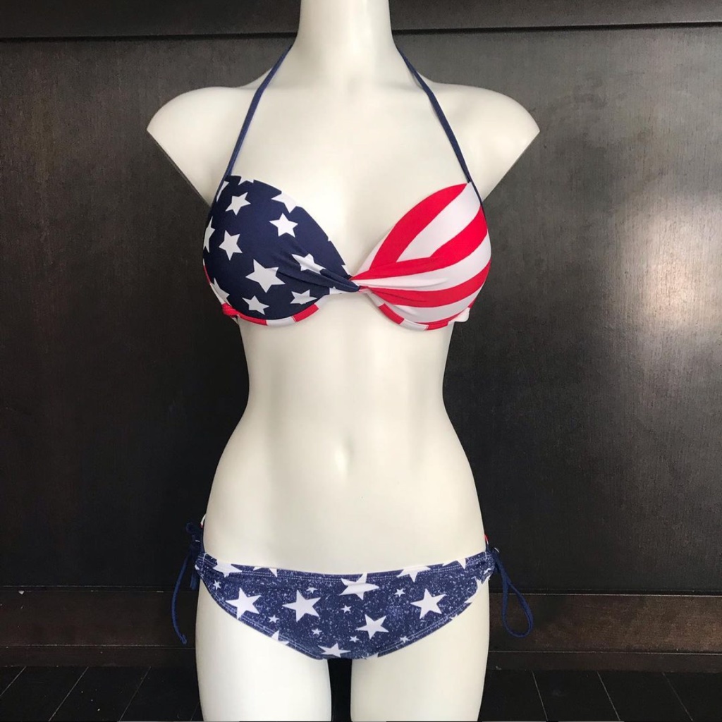 California Waves American Usa Entertainment Memorabilia Push Up Top Bikini